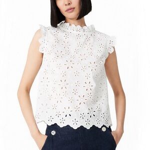 Kate Spade White Daisy Eyelet Top - Size 4